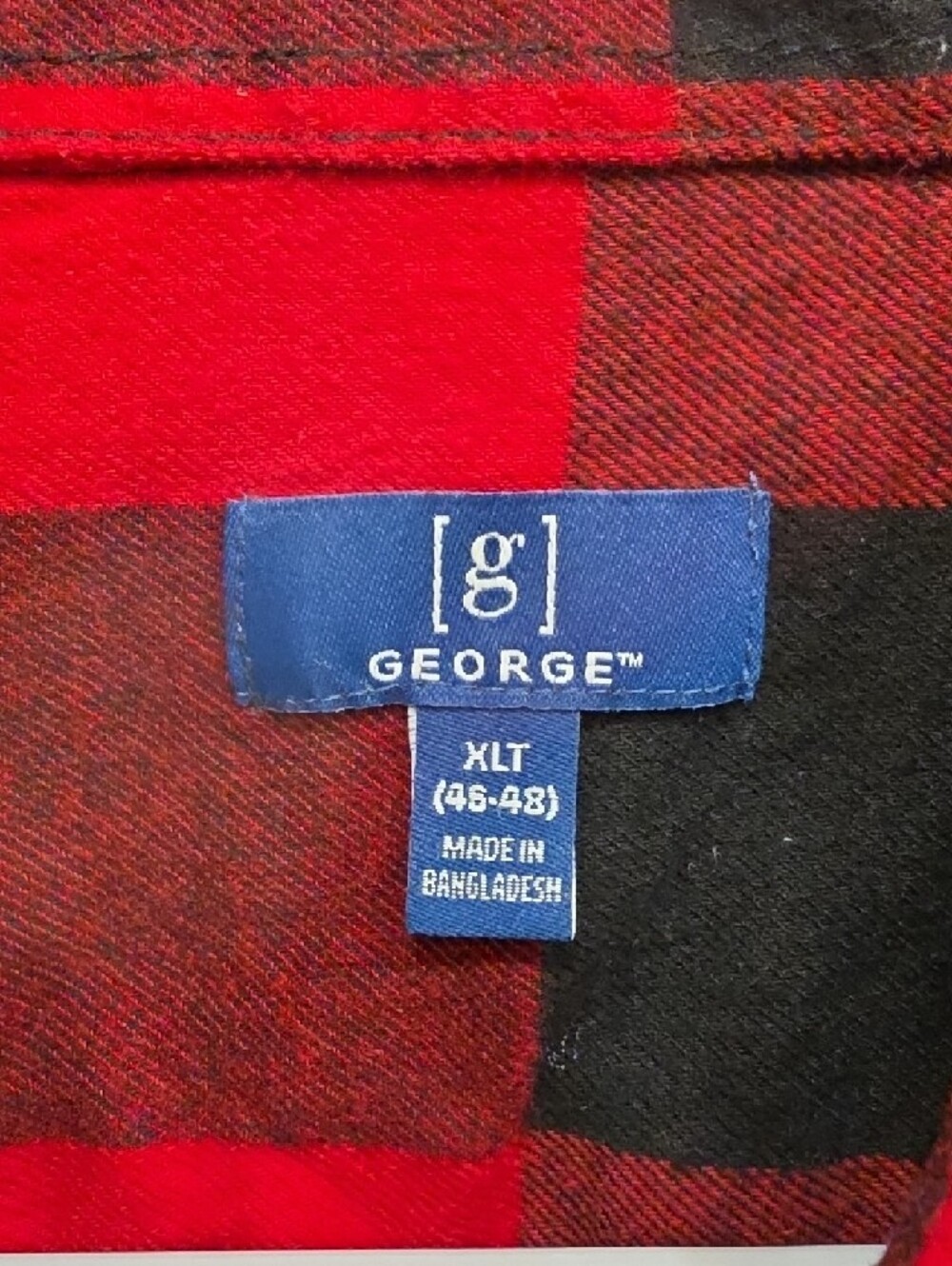 George Red and Black Flanel Plaid Button-Down Shirt - Picture 3 of 7
